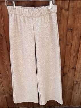 Daily Story Made in Canada Fleece Wide Leg Lounge Pants Size S Oatmeal